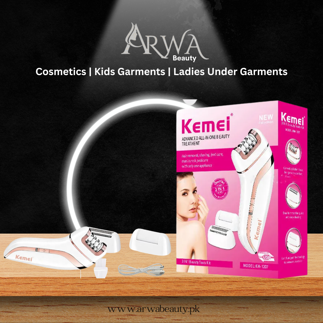 KEMEI MODEL-KM-1207 - HOUSEHOLD 3-IN-1 ELECTRIC SHAVER FOR WOMEN